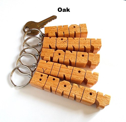 Oak Wood Name Keychains