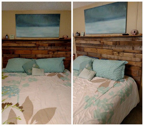 My 1st Pallet Project: Headboard Made Out Of 3 Wooden Pallets