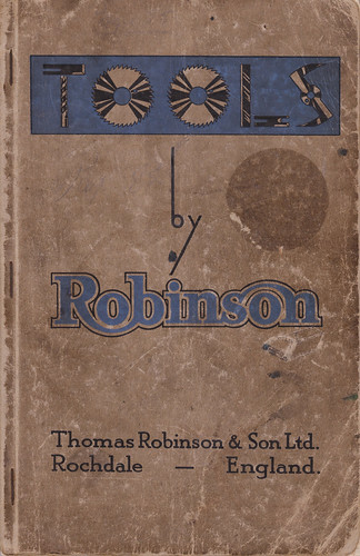 Tools by Robinson - catalogue cover issued by Thomas Robinson, Rochdale - 1938