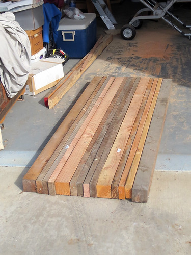 Cut lumber, top laid out