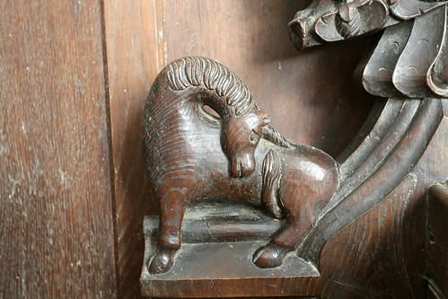 Carved wooden pew ends, St George, Stowlangtoft, Suffolk