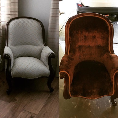 Before and after!!!  Looks absolutely amazing!  What a rest project and another satisfied customer! #happy #antique #vintage #victorian #chair #restore #repair #renew #beauty #wood #classic #furniture #frjandco #