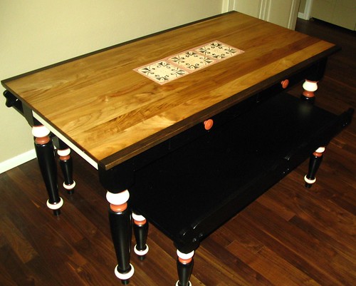 Dining table with two benches