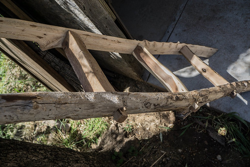 Mixed wood rustic ladder