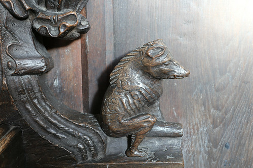 Carved wooden pew ends, St George, Stowlangtoft, Suffolk