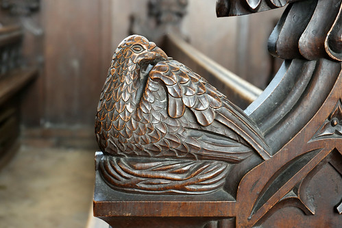 Carved wooden pew ends, St George, Stowlangtoft, Suffolk