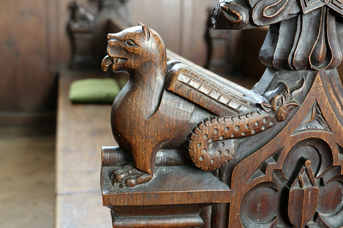 Carved wooden pew ends, St George, Stowlangtoft, Suffolk