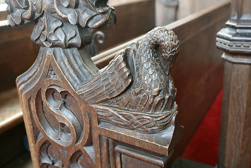 Carved wooden pew ends, St George, Stowlangtoft, Suffolk