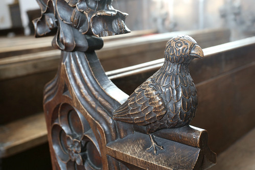 Carved wooden pew ends, St George, Stowlangtoft, Suffolk