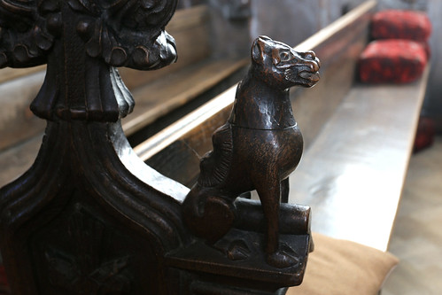 Carved wooden pew ends, St George, Stowlangtoft, Suffolk