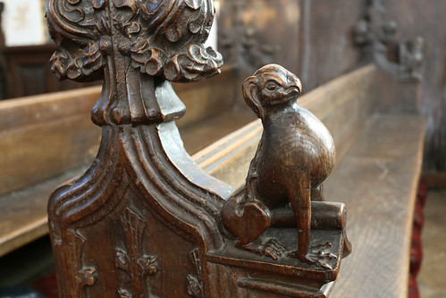 Carved wooden pew ends, St George, Stowlangtoft, Suffolk