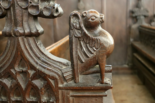 Carved wooden pew ends, St George, Stowlangtoft, Suffolk