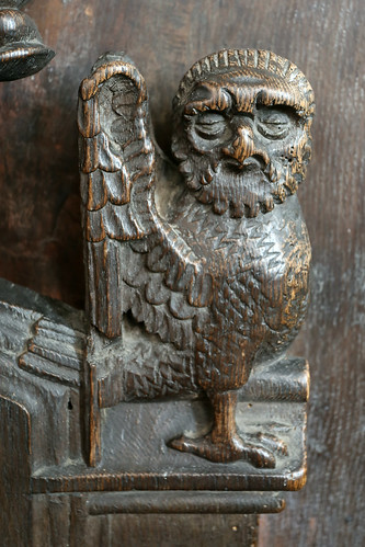 Carved wooden pew ends, St George, Stowlangtoft, Suffolk