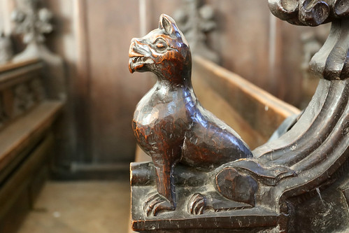 Carved wooden pew ends, St George, Stowlangtoft, Suffolk