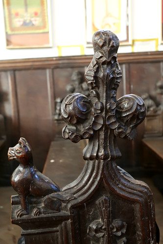 Carved wooden pew ends, St George, Stowlangtoft, Suffolk