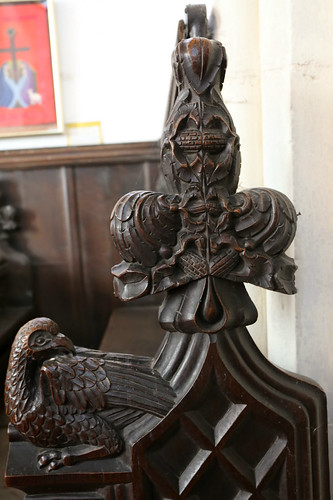 Carved wooden pew ends, St George, Stowlangtoft, Suffolk