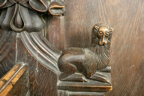 Carved wooden pew ends, St George, Stowlangtoft, Suffolk