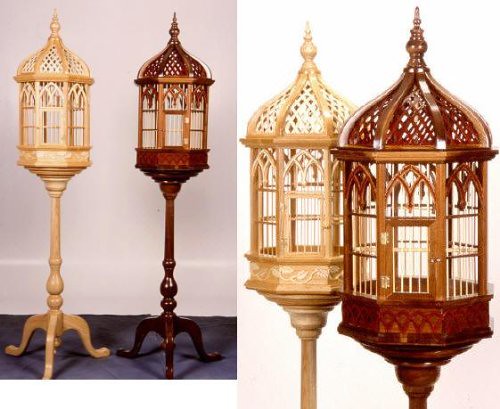 A Woodworking Scroll Saw Patterns and Instructions Plan to Build Your Own Victorian Pedestal Birdcage - DiZiWoods Store