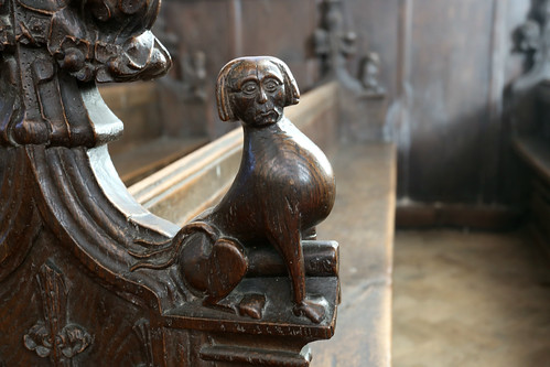 Carved wooden pew ends, St George, Stowlangtoft, Suffolk