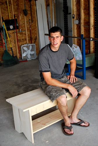 Ryan on homemade bench