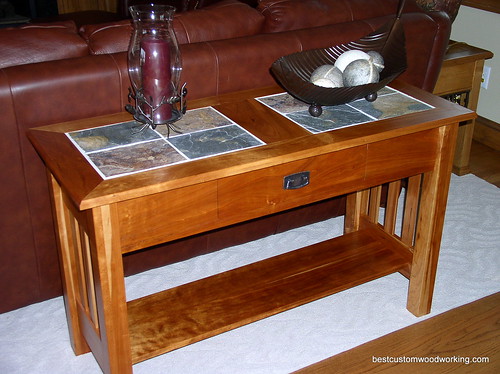 Custom Cherry and Slate Sofa Table.