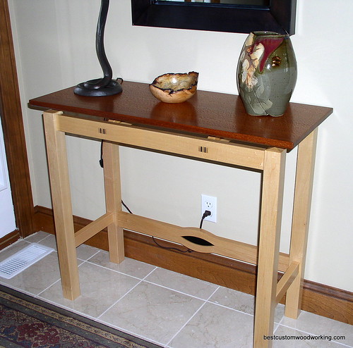 Custom Maple Foyer Table with Floating Leopardwood Top.