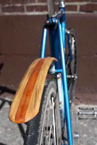 Wooden rear bicycle fender 2 - blonde/red/blonde