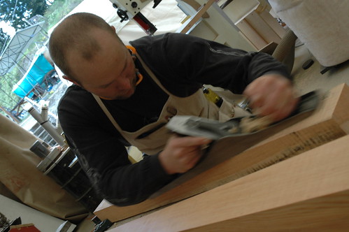 Jeff planing larch piece for keel PL