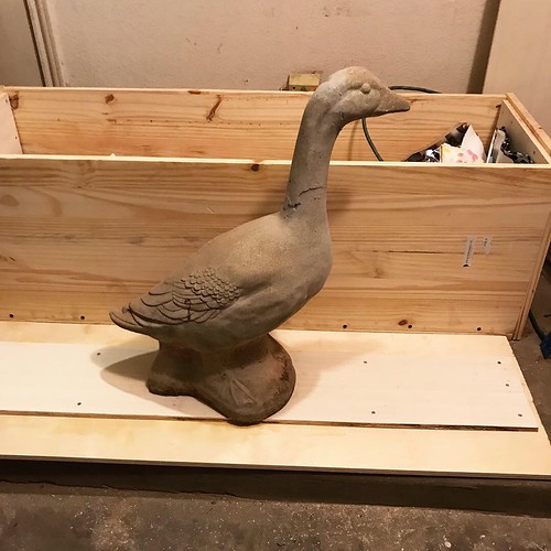 Cement Goose on Box - 1