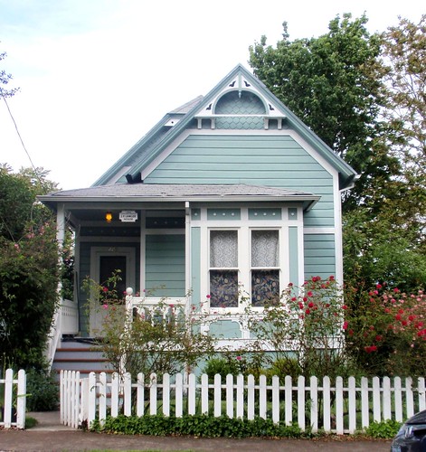 Blue aqua Victorian cottage...J.F. Lawler historic home