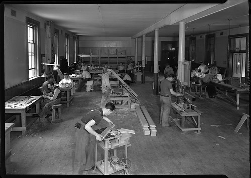 Construction of WPA San Francisco Scale Model: Construction of blocks for models, April 20, 1938