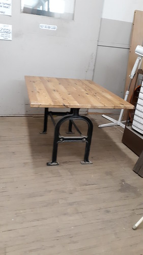 Reclaimed Pine Top Table With Reclaimed Cast Iron Sink Base: May 2018