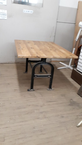 Reclaimed Pine Top Table With Reclaimed Cast Iron Sink Base: May 2018