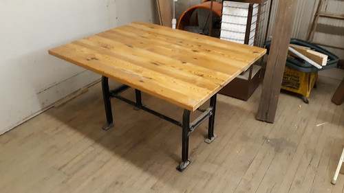 Reclaimed Pine Top Table With Reclaimed Cast Iron Sink Base: May 2018