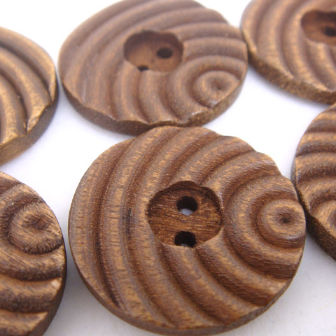 2-Holes Chocolate Brown Wooden Buttons 24 x 24 mm - A00041