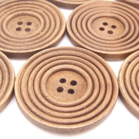 4-Holes Concentric Circles Wooden Buttons 38 x 38 mm - A00078