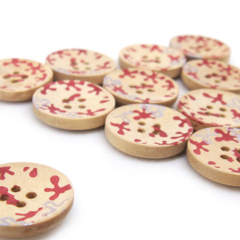 4-Holes Splashed Color Wooden Buttons 18 x 18 mm - A00091