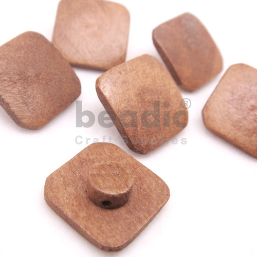 Retro Mushroom Square Wooden Shank Buttons 17 x 17 mm – A00093