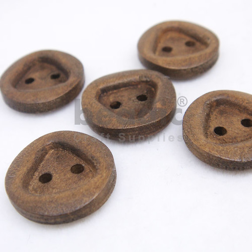 2-Holes Tribal Triangular Round Wooden Buttons 15 x 15 mm - A00106