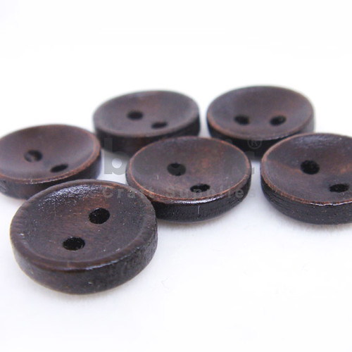 2-Holes Small Round Concave Wooden Buttons 12 x 12 mm - A00110