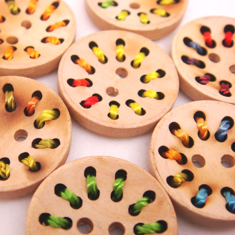 2-Holes Assorted Color Wooden Buttons 20 x 20 mm - A00055