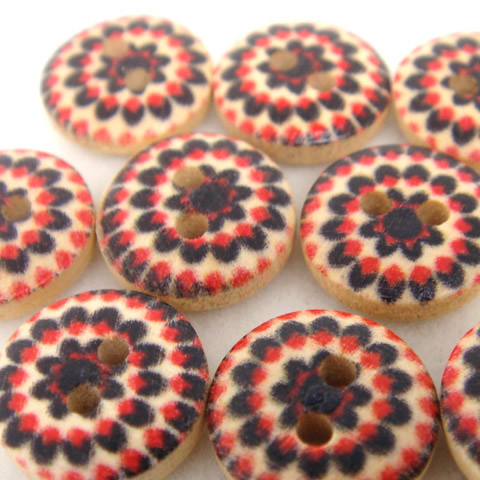 2-Holes Flowers Wooden Buttons 12 x 12 mm - A00067