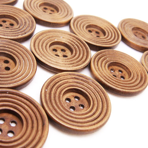 4-Holes Concentric Circles Wooden Buttons 30 x 30 mm - A00077