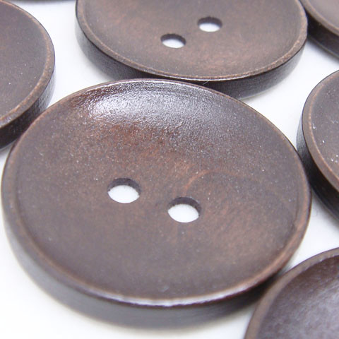 2-Holes Dark Brown Concave Wooden Buttons 30 x 30 mm – A00083