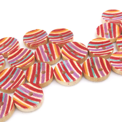 2-Holes Candy Strips Wooden Buttons 12 x 12 mm - A00089