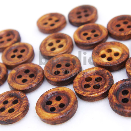 4-Holes Tiny Zakka Round Wooden Buttons for TinyBJD Dolls Outfits, Shoes Projects 9 x 9 mm - A00108