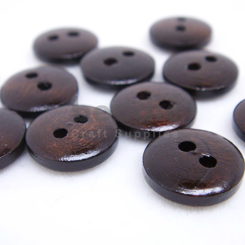 2-Holes Small Round Disc Wooden Buttons 12 x 12 mm - A00109