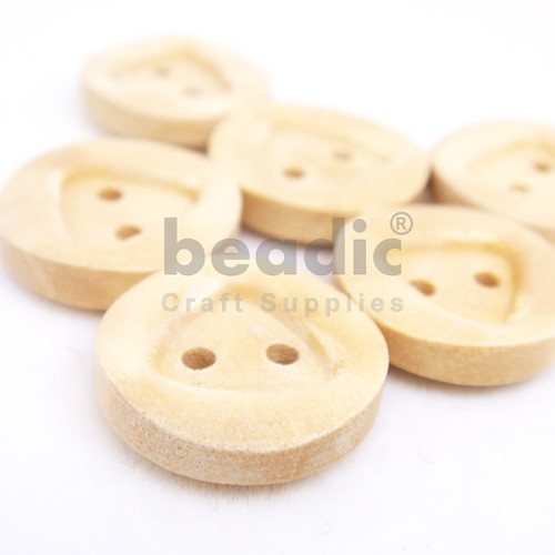 2-Holes Tribal Triangular Round Wooden Buttons (Unfinished) 15 x 15 mm - A00114