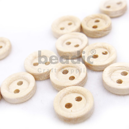 2-Holes Tiny Zakka Round Wooden Buttons for TinyBJD Dolls Outfits, Shoes Projects (Unfinished) 9 x 9 mm - A00115