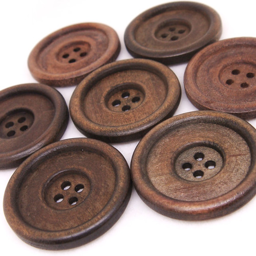 4 Holes Classical Dark Brown Wooden Buttons 30 x 30 mm - A00127